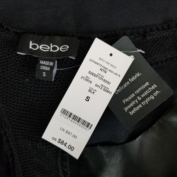 Bebe Genuine Leather and Mesh Racerback Top, Size S - Picture 13 of 14